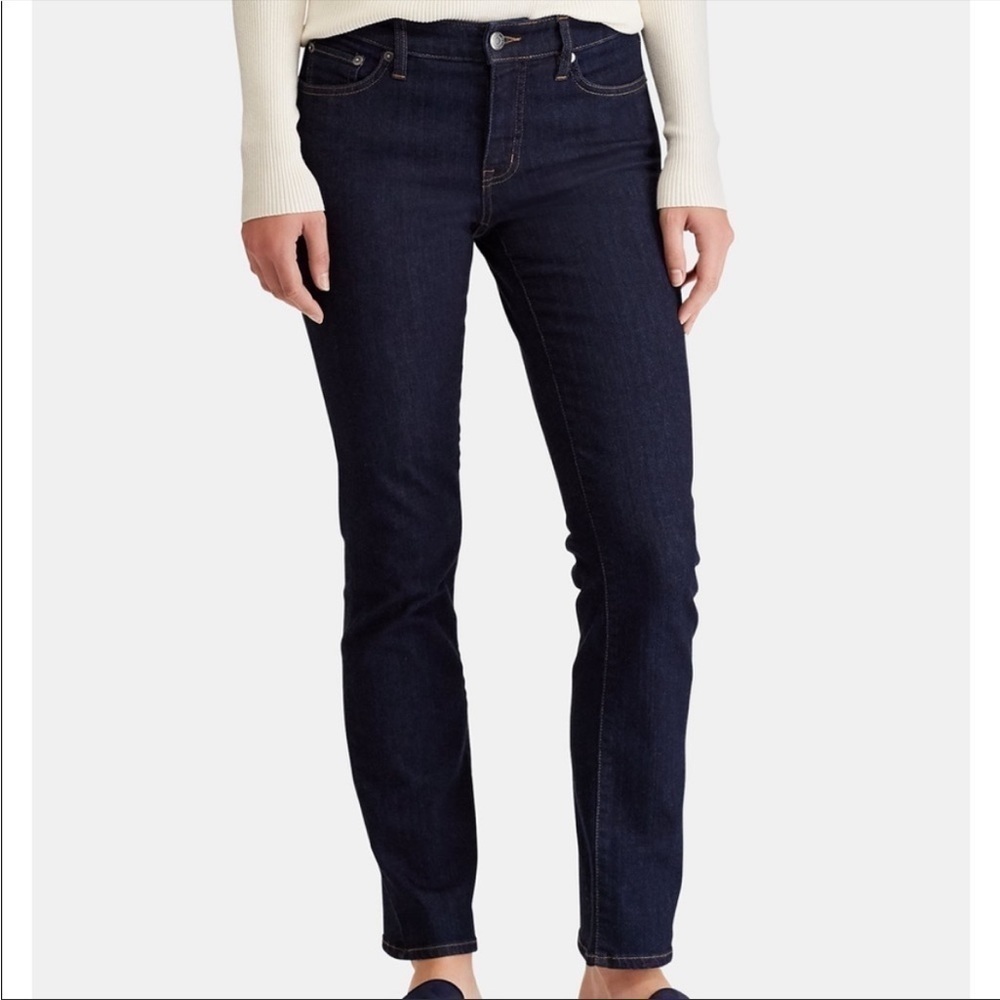 Lauren Ralph Lauren Super Stretch Mid-Rise Straight Leg Jeans Navy Size 18W New!